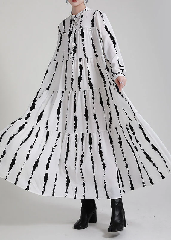 Boutique White Print Patchwork Asymmetrical Design Fall Vacation Dresses Long sleeve - republicanstateiBoutique White Print Patchwork Asymmetrical Design Fall Vacation Dresses Long sleeve - republicanstatei