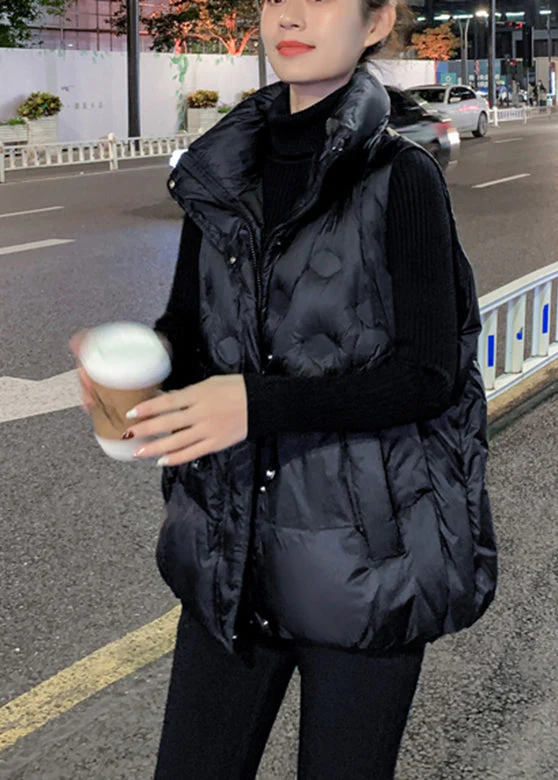 Brief Black Stand Collar Zippered Duck Down Filled Down Waistcoat Winter - republicanstateiBrief Black Stand Collar Zippered Duck Down Filled Down Waistcoat Winter - republicanstatei