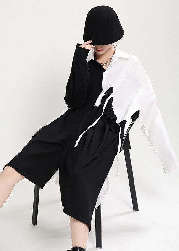 DIY Black White Asymmetrical Patchwork Ruffled Cotton Vacation Dresses Fall - republicanstateiDIY Black White Asymmetrical Patchwork Ruffled Cotton Vacation Dresses Fall - republicanstatei