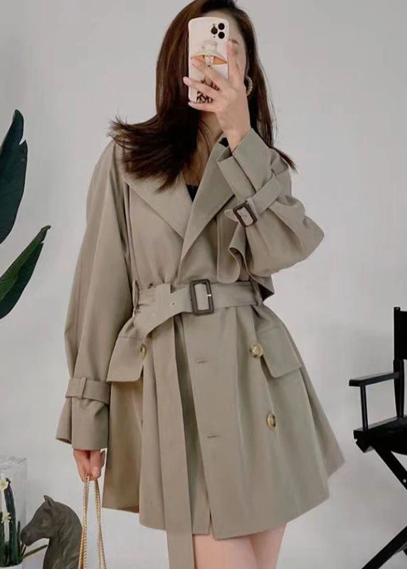 Italian Khaki Peter Pan Collar Double Breast Sashes Cotton Trench Outwear Fall - republicanstateiItalian Khaki Peter Pan Collar Double Breast Sashes Cotton Trench Outwear Fall - republicanstatei
