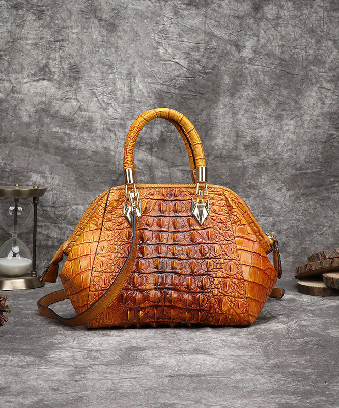 Beautiful Yellow Crocodile pattern Paitings Calf Leather Satchel Handbag - republicanstateiBeautiful Yellow Crocodile pattern Paitings Calf Leather Satchel Handbag - republicanstatei