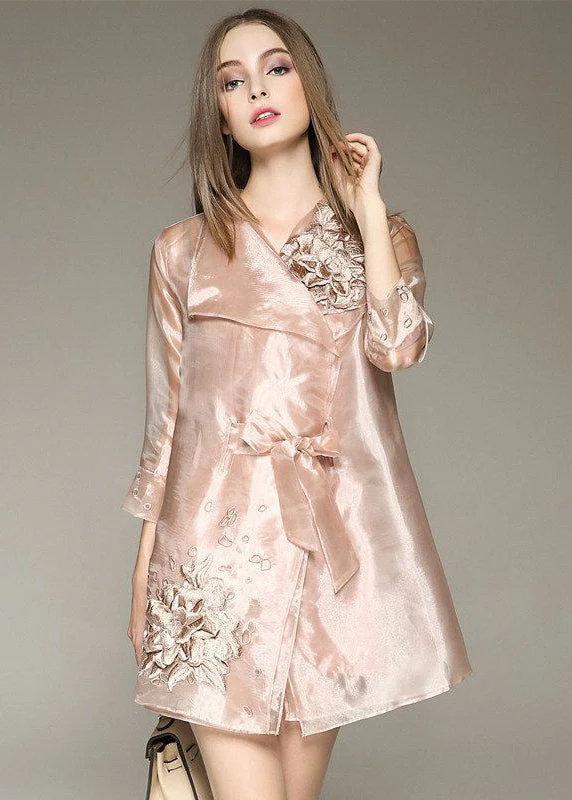 Bohemian Apricot Embroideried Organza Dress And Trench Two Piece Set Outfits Spring - republicanstateiBohemian Apricot Embroideried Organza Dress And Trench Two Piece Set Outfits Spring - republicanstatei