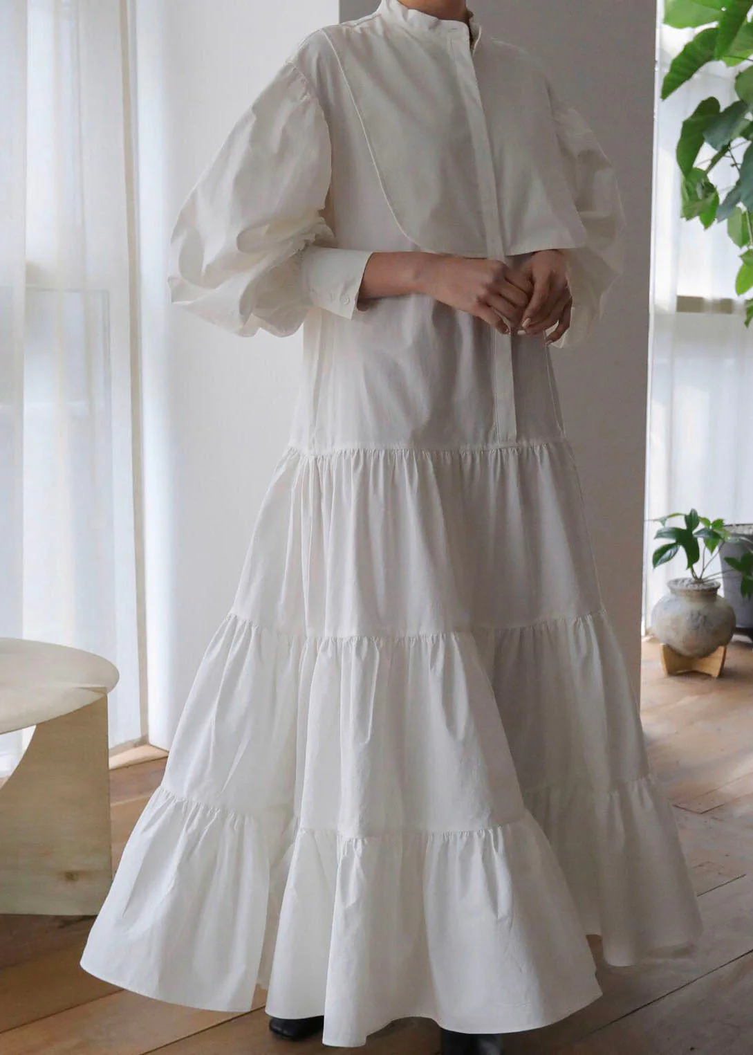 Classy White Cinched Patchwork Cotton Exra Large Hem Dress Puff Sleeve - republicanstateiClassy White Cinched Patchwork Cotton Exra Large Hem Dress Puff Sleeve - republicanstatei