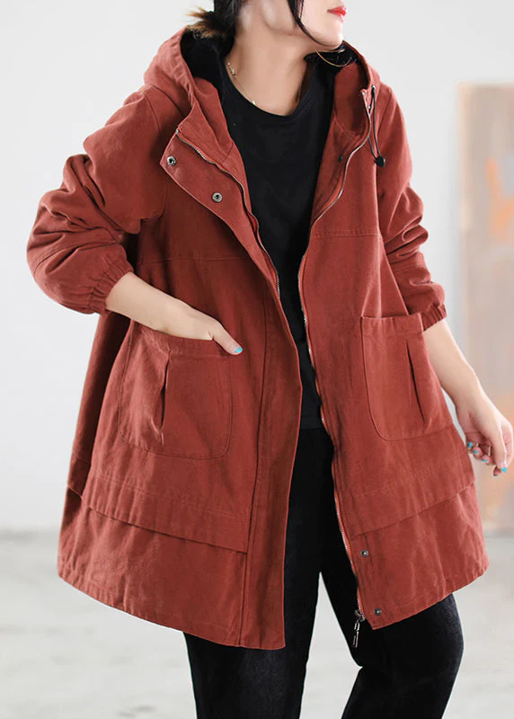 Brief Chocolate Zippered Button Pockets Drawstring Hooded Coats Winter - republicanstateiBrief Chocolate Zippered Button Pockets Drawstring Hooded Coats Winter - republicanstatei