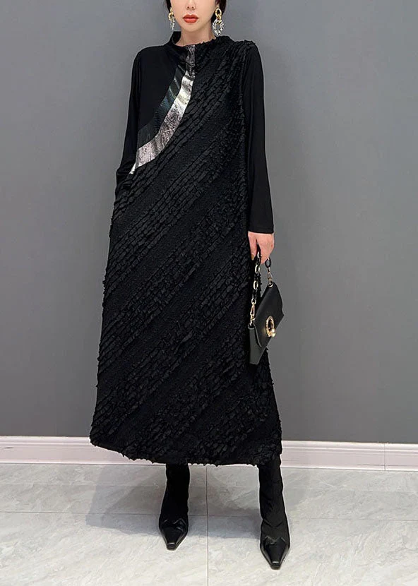Original Design Black Stand Collar Patchwork Wear On Both Sides Holiday Dress Spring - republicanstateiOriginal Design Black Stand Collar Patchwork Wear On Both Sides Holiday Dress Spring - republicanstatei