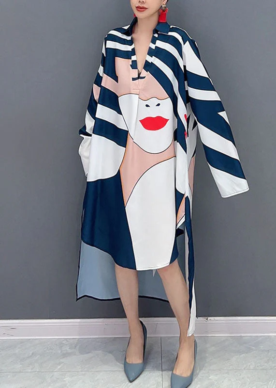 Unique Blue Striped Asymmetrical Low High Design Vacation Maxi Dresses Long Sleeve - republicanstateiUnique Blue Striped Asymmetrical Low High Design Vacation Maxi Dresses Long Sleeve - republicanstatei