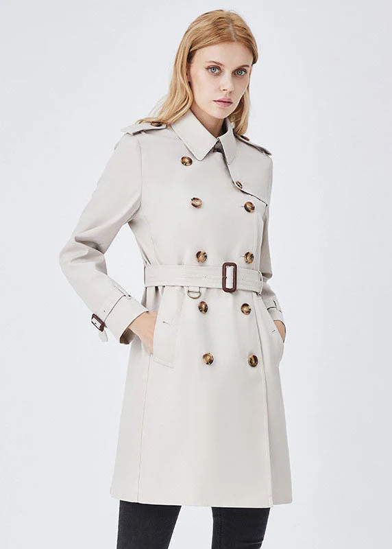 Classy White Peter Pan Collar Double Breast Cotton Cinch Trench Spring - republicanstateiClassy White Peter Pan Collar Double Breast Cotton Cinch Trench Spring - republicanstatei