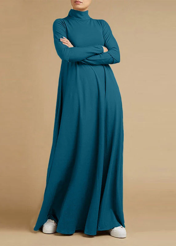 Women Grid Printed Button Down Front Elastic Cuff Bohemian O-Neck Maxi Shirt Dress Blue - republicanstateiWomen Grid Printed Button Down Front Elastic Cuff Bohemian O-Neck Maxi Shirt Dress Blue - republicanstatei