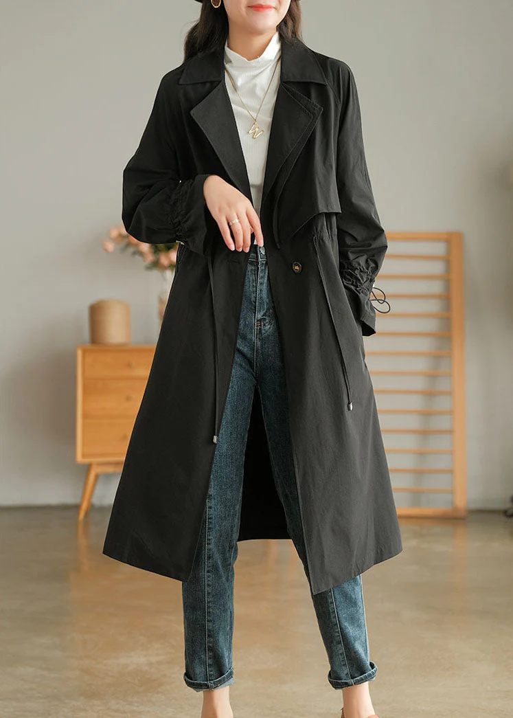 Stylish Black Peter Pan Collar Drawstring Cotton Trench Coat Outwear Fall - republicanstateiStylish Black Peter Pan Collar Drawstring Cotton Trench Coat Outwear Fall - republicanstatei