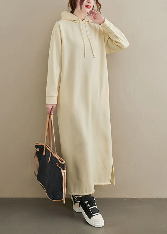 Modern Army Green Pockets Fleece Side Open Long Hooded Sweatshirts Dress Fall - republicanstateiModern Army Green Pockets Fleece Side Open Long Hooded Sweatshirts Dress Fall - republicanstatei