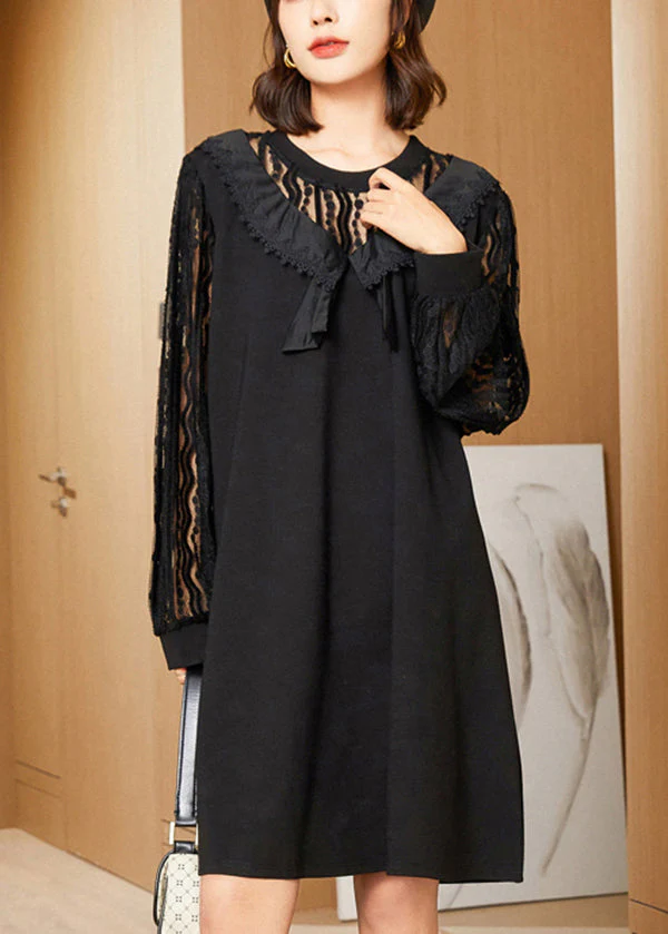 Elegant Black Oversized Lace Patchwork Hollow Out Spandex Dress Spring - republicanstateiElegant Black Oversized Lace Patchwork Hollow Out Spandex Dress Spring - republicanstatei