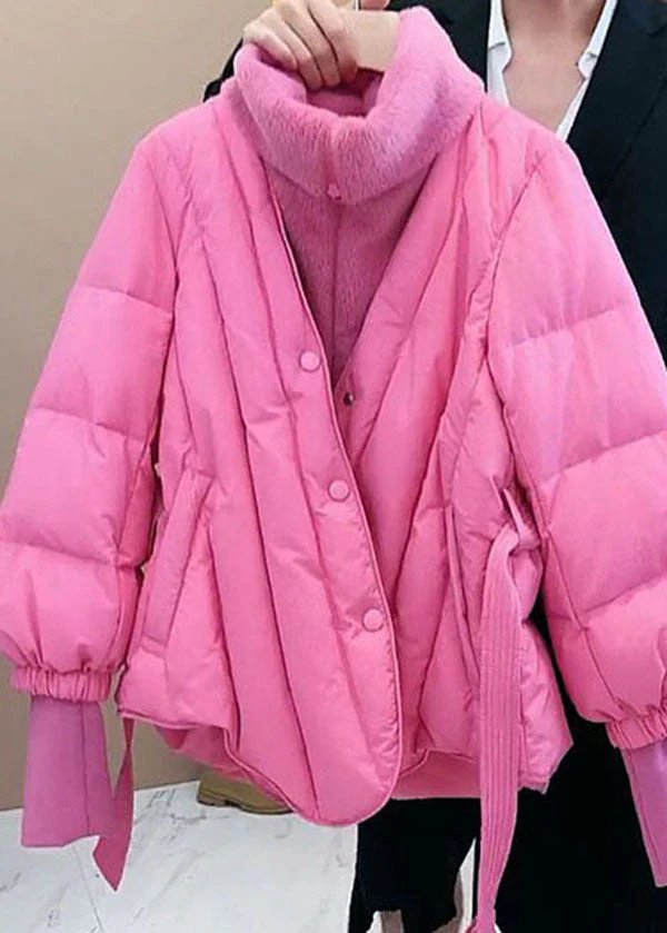 Style Pink Fur collar Patchwork Fine Cotton Filled Fake Two Piece Jacket In Winter - republicanstateiStyle Pink Fur collar Patchwork Fine Cotton Filled Fake Two Piece Jacket In Winter - republicanstatei