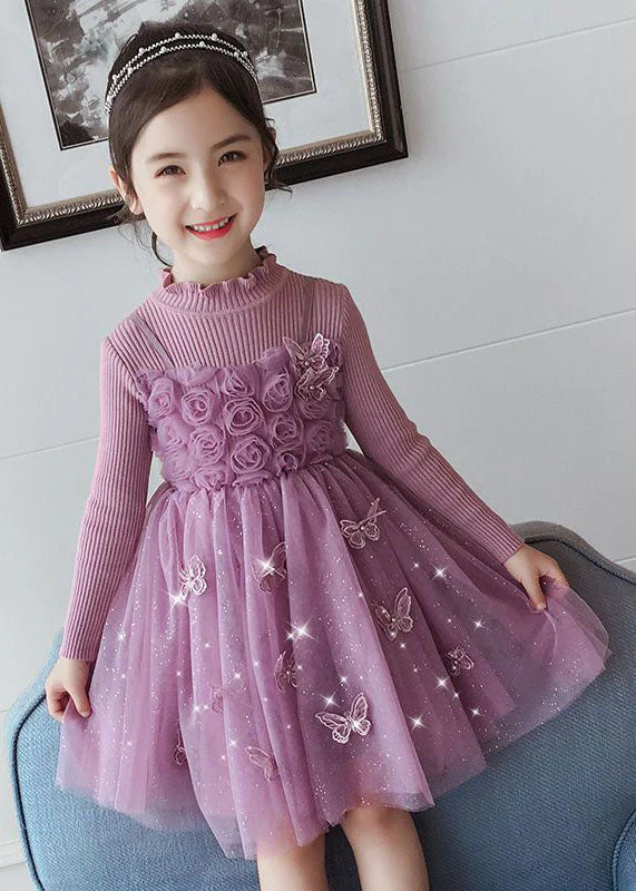 DIY Purple Butterfly Embroideried Floral Patchwork Tulle Girls Long Dresses Fall - republicanstateiDIY Purple Butterfly Embroideried Floral Patchwork Tulle Girls Long Dresses Fall - republicanstatei