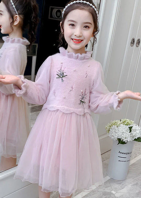 Stylish Green Embroideried Nail Bead Patchwork Tulle Kids Girls Dresses Fall - republicanstateiStylish Green Embroideried Nail Bead Patchwork Tulle Kids Girls Dresses Fall - republicanstatei