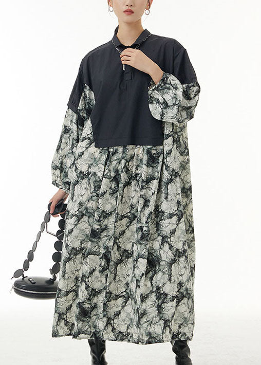 French Black Peter Pan Collar Print Patchwork Cotton Shirts Dress Spring - republicanstateiFrench Black Peter Pan Collar Print Patchwork Cotton Shirts Dress Spring - republicanstatei
