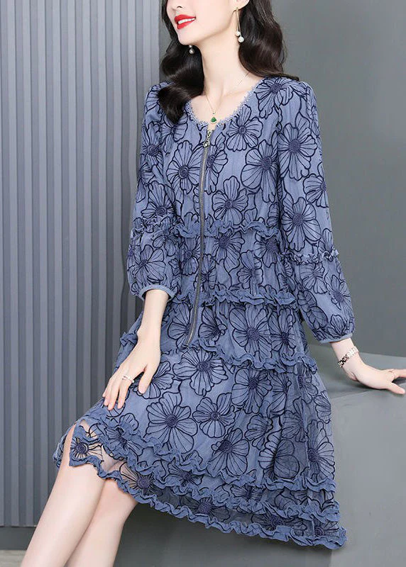 Bohemian O-Neck Zippered Ruffled Embroideried Floral Maxi Dress Long Sleeve - republicanstateiBohemian O-Neck Zippered Ruffled Embroideried Floral Maxi Dress Long Sleeve - republicanstatei