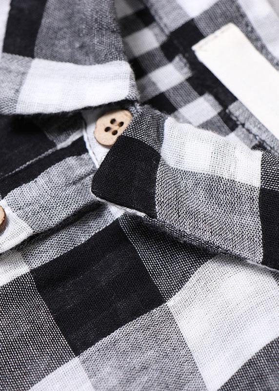 Bohemian Black White Plaid PeterPan Collar Pockets Button Fall Patchwork Dresses - republicanstateiBohemian Black White Plaid PeterPan Collar Pockets Button Fall Patchwork Dresses - republicanstatei