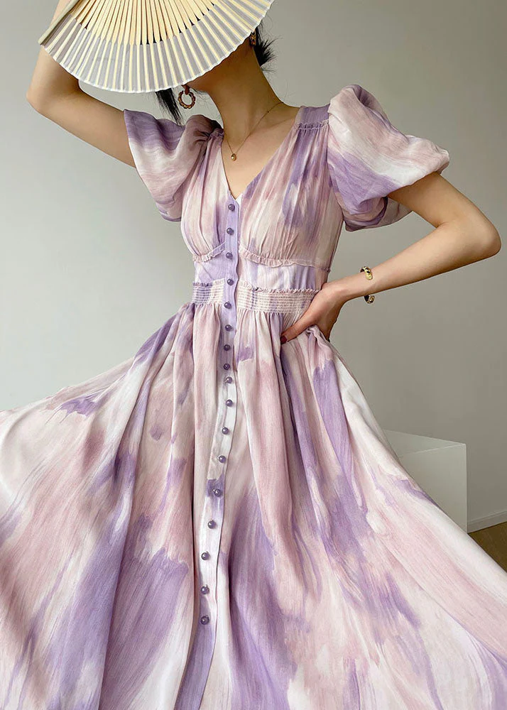 Purple Print Silk Holiday Cinch Dress V Neck Exra Large Hem Short Sleeve - republicanstateiPurple Print Silk Holiday Cinch Dress V Neck Exra Large Hem Short Sleeve - republicanstatei