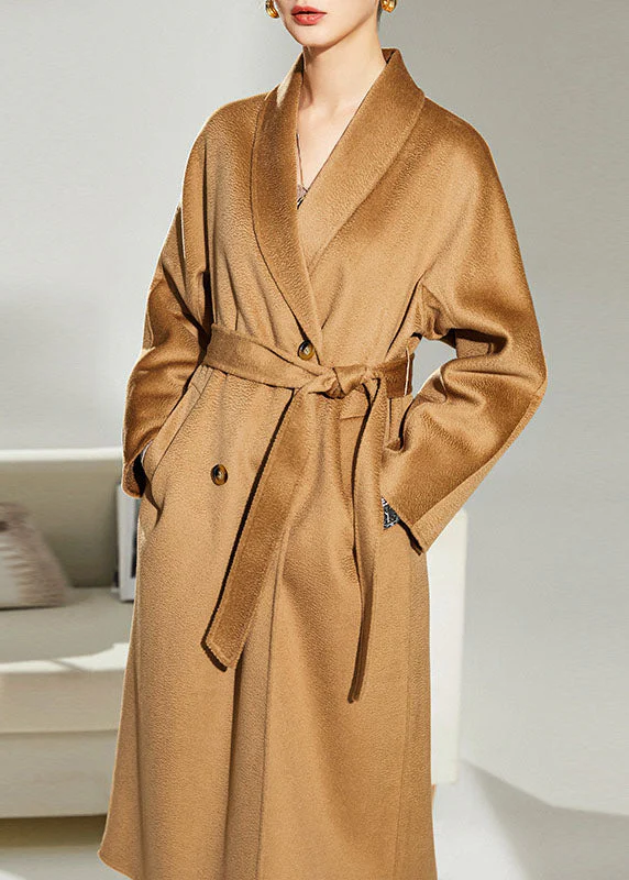 Italian Light Camel Turn-down Collar Double Breast Woolen Cinch Coat Winter - republicanstateiItalian Light Camel Turn-down Collar Double Breast Woolen Cinch Coat Winter - republicanstatei