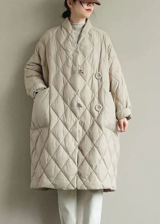 Elegant Apricot V Neck Pockets Fine Cotton Filled Puffers Jackets Winter - republicanstateiElegant Apricot V Neck Pockets Fine Cotton Filled Puffers Jackets Winter - republicanstatei