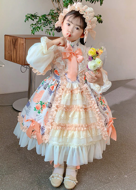 New Print Ruffled Bow Patchwork Cotton Kids Girls Princess Dresses Autumn - republicanstateiNew Print Ruffled Bow Patchwork Cotton Kids Girls Princess Dresses Autumn - republicanstatei