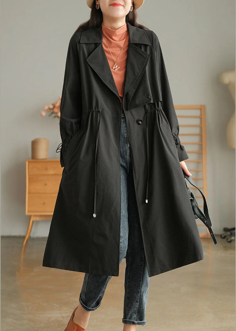 Stylish Black Peter Pan Collar Drawstring Cotton Trench Coat Outwear Fall - republicanstateiStylish Black Peter Pan Collar Drawstring Cotton Trench Coat Outwear Fall - republicanstatei