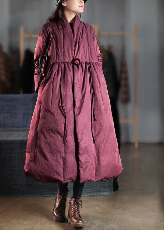Plus Size Mulberry V Neck Embroideried Pockets Duck Down Women Witner Coats - republicanstateiPlus Size Mulberry V Neck Embroideried Pockets Duck Down Women Witner Coats - republicanstatei