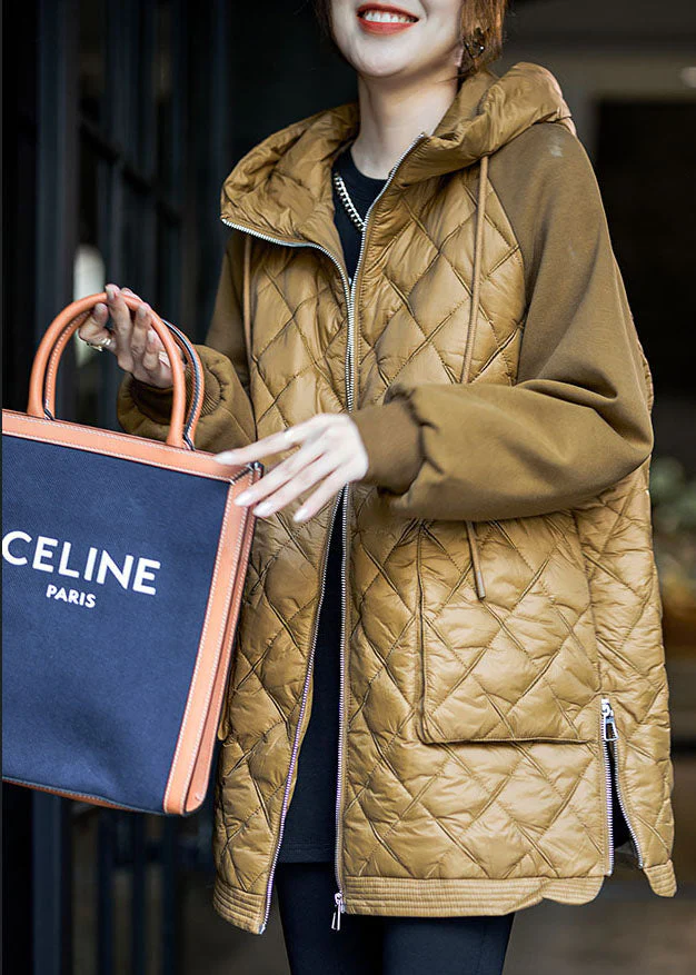 Boutique Yellow Hooded Patchwork Fine Cotton Filled Puffer Jacket Winter - republicanstateiBoutique Yellow Hooded Patchwork Fine Cotton Filled Puffer Jacket Winter - republicanstatei