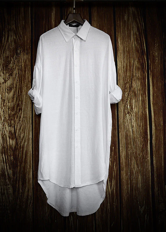 Loose White Peter Pan Collar Patchwork Cotton Shirts Dresses Long Sleeve - republicanstateiLoose White Peter Pan Collar Patchwork Cotton Shirts Dresses Long Sleeve - republicanstatei