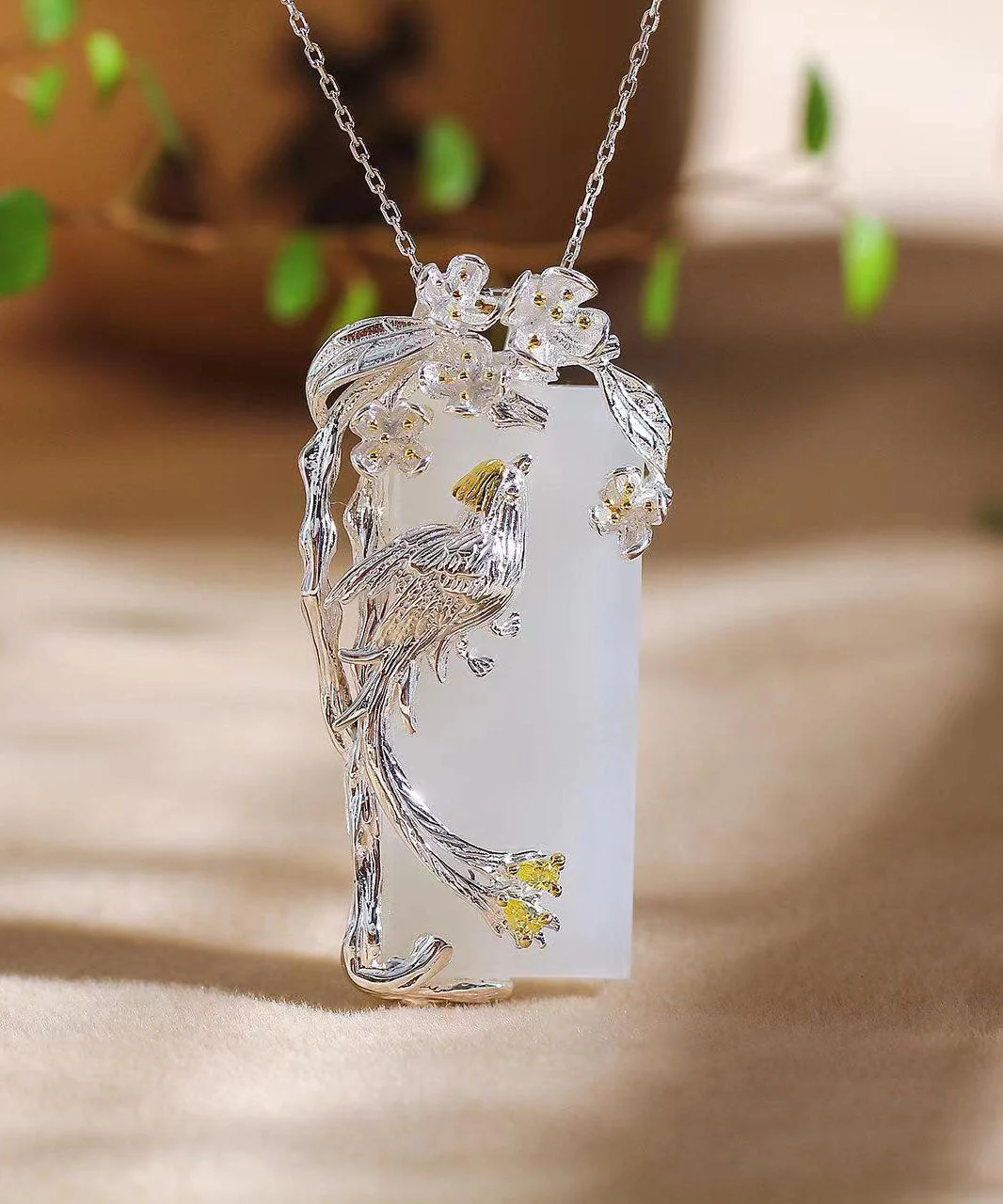 Loose White Sterling Silver Inlaid Jade Look Very Happy Pendant Necklace - republicanstateiLoose White Sterling Silver Inlaid Jade Look Very Happy Pendant Necklace - republicanstatei