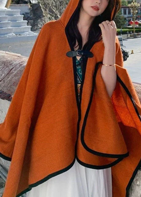 Handmade Orange Asymmetrical Design Oversized Cashmere Coats Cloak Sleeves - republicanstateiHandmade Orange Asymmetrical Design Oversized Cashmere Coats Cloak Sleeves - republicanstatei