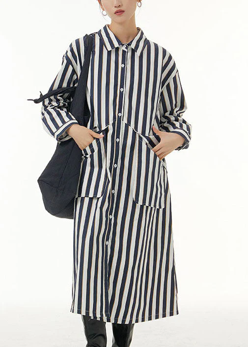 Unique White Peter Pan Collar Striped Pockets Patchwork Cotton Shirts Dress Spring - republicanstateiUnique White Peter Pan Collar Striped Pockets Patchwork Cotton Shirts Dress Spring - republicanstatei