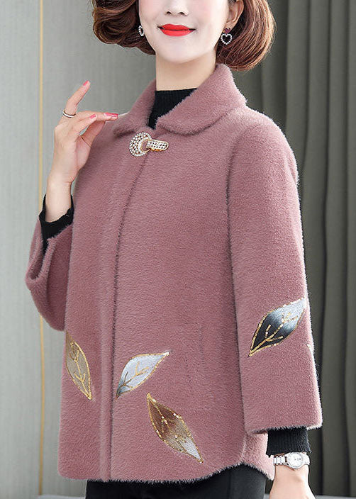 Fashion Pink Turn-down Collar Embroideried Thick Mink Hair Velvet Coats Winter - republicanstateiFashion Pink Turn-down Collar Embroideried Thick Mink Hair Velvet Coats Winter - republicanstatei