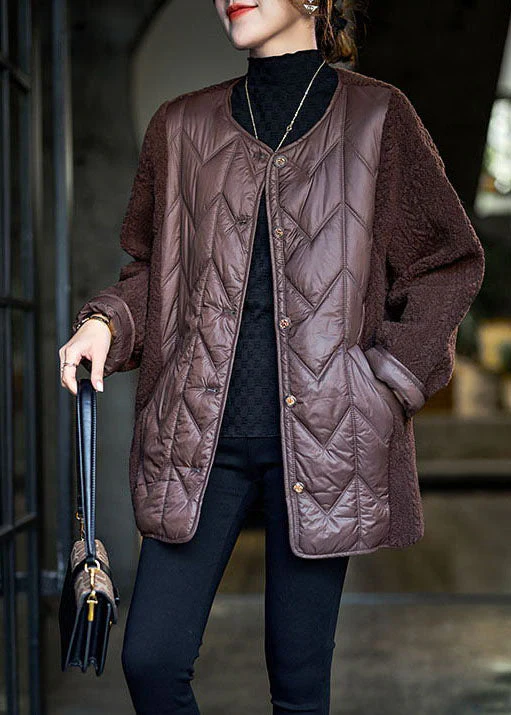 Women Chocolate Teddy Faux Fur Patchwork Fine Cotton Filled Puffer Jacket Winter - republicanstateiWomen Chocolate Teddy Faux Fur Patchwork Fine Cotton Filled Puffer Jacket Winter - republicanstatei