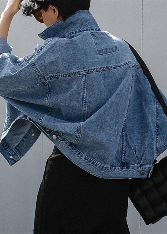 Unique Denim Blue Peter Pan Collar Button Pockets Patchwork Coats Long Sleeve - republicanstateiUnique Denim Blue Peter Pan Collar Button Pockets Patchwork Coats Long Sleeve - republicanstatei