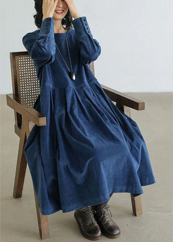 French Blue Plus Size Corduroy Dress Pockets Button Patchwork Fall Dresses - republicanstateiFrench Blue Plus Size Corduroy Dress Pockets Button Patchwork Fall Dresses - republicanstatei
