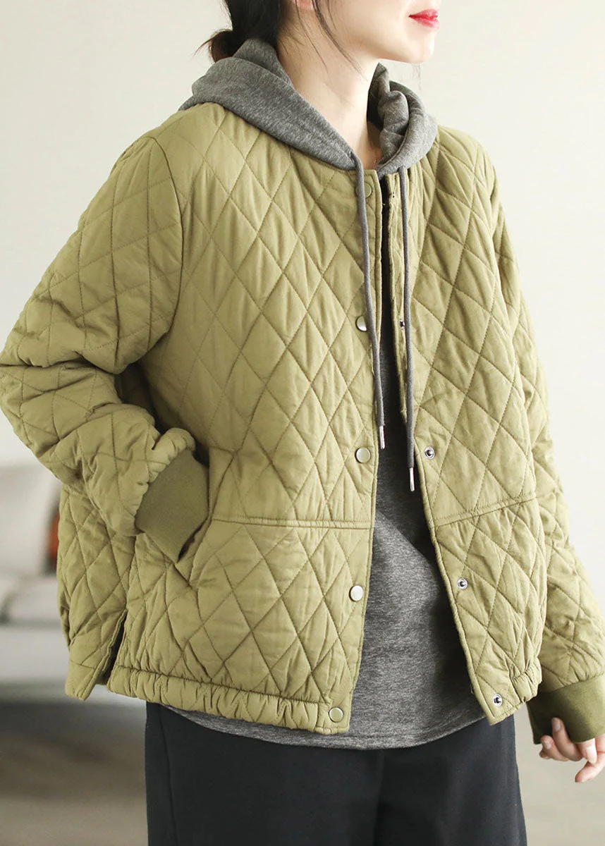 Classy Green Stand Collar Pockets Side Open Fine Cotton Filled Parka Jacket Winter - republicanstateiClassy Green Stand Collar Pockets Side Open Fine Cotton Filled Parka Jacket Winter - republicanstatei