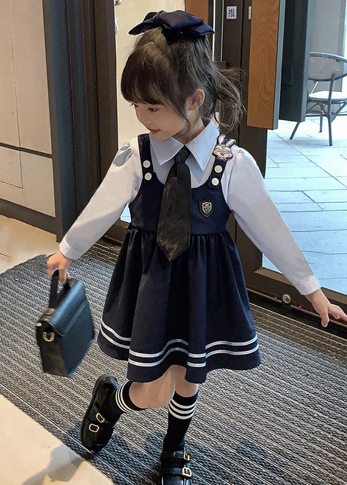 Lovely Navy Peter Pan Collar False Two Pieces Cotton Girls Dresses Fall - republicanstateiLovely Navy Peter Pan Collar False Two Pieces Cotton Girls Dresses Fall - republicanstatei