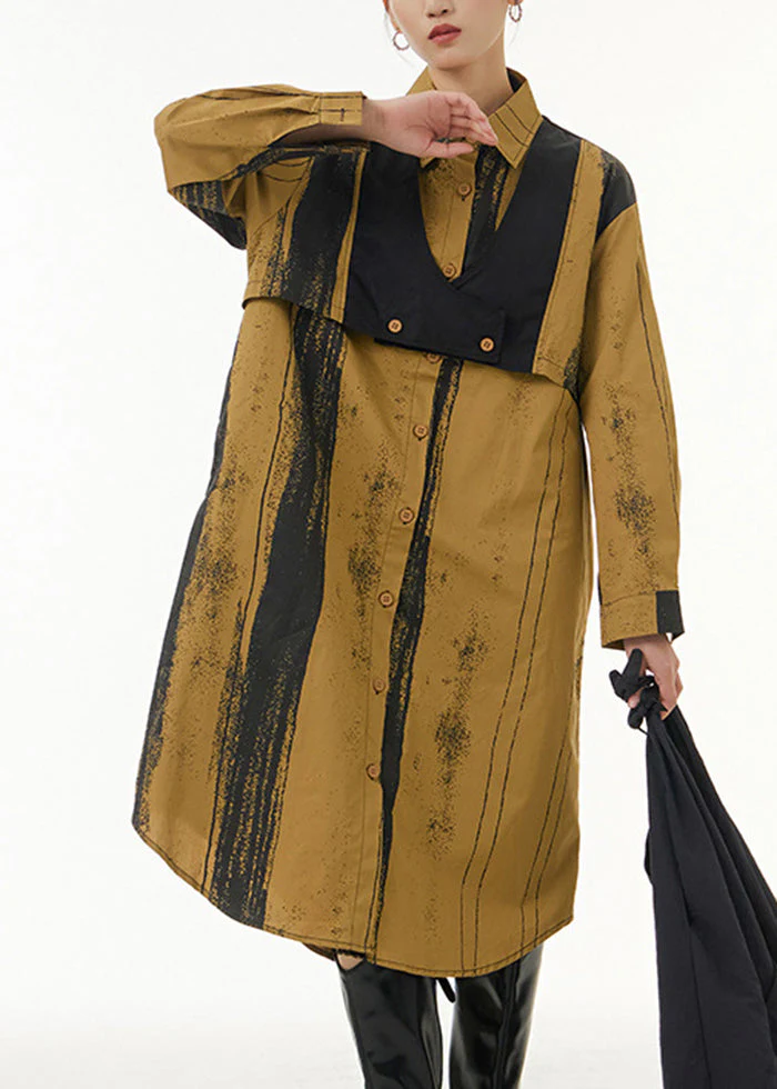 Art Coffee Oversized Patchwork Poor Handwriting Cotton Fake Two Piece Dress Spring - republicanstateiArt Coffee Oversized Patchwork Poor Handwriting Cotton Fake Two Piece Dress Spring - republicanstatei