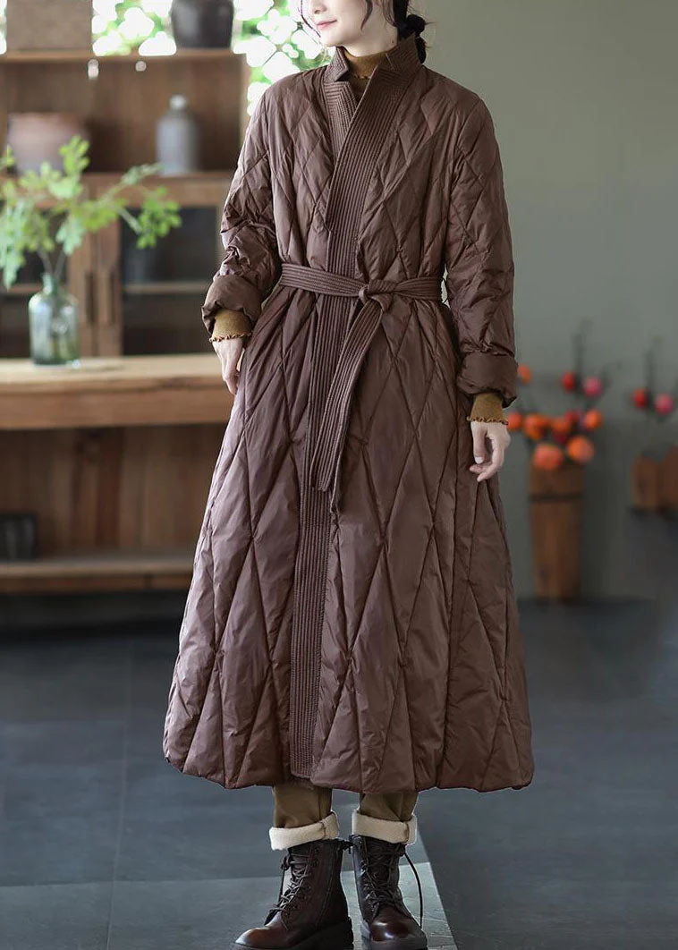 French Rust Red V Neck Sashes Lengthen Duck Down Wrap Canada Goose Jacket Winter - republicanstateiFrench Rust Red V Neck Sashes Lengthen Duck Down Wrap Canada Goose Jacket Winter - republicanstatei
