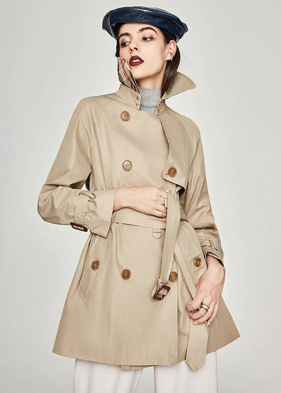 Plus Size Khaki Peter Pan Collar Sashes Cotton Double Breasted Trench Spring - republicanstateiPlus Size Khaki Peter Pan Collar Sashes Cotton Double Breasted Trench Spring - republicanstatei