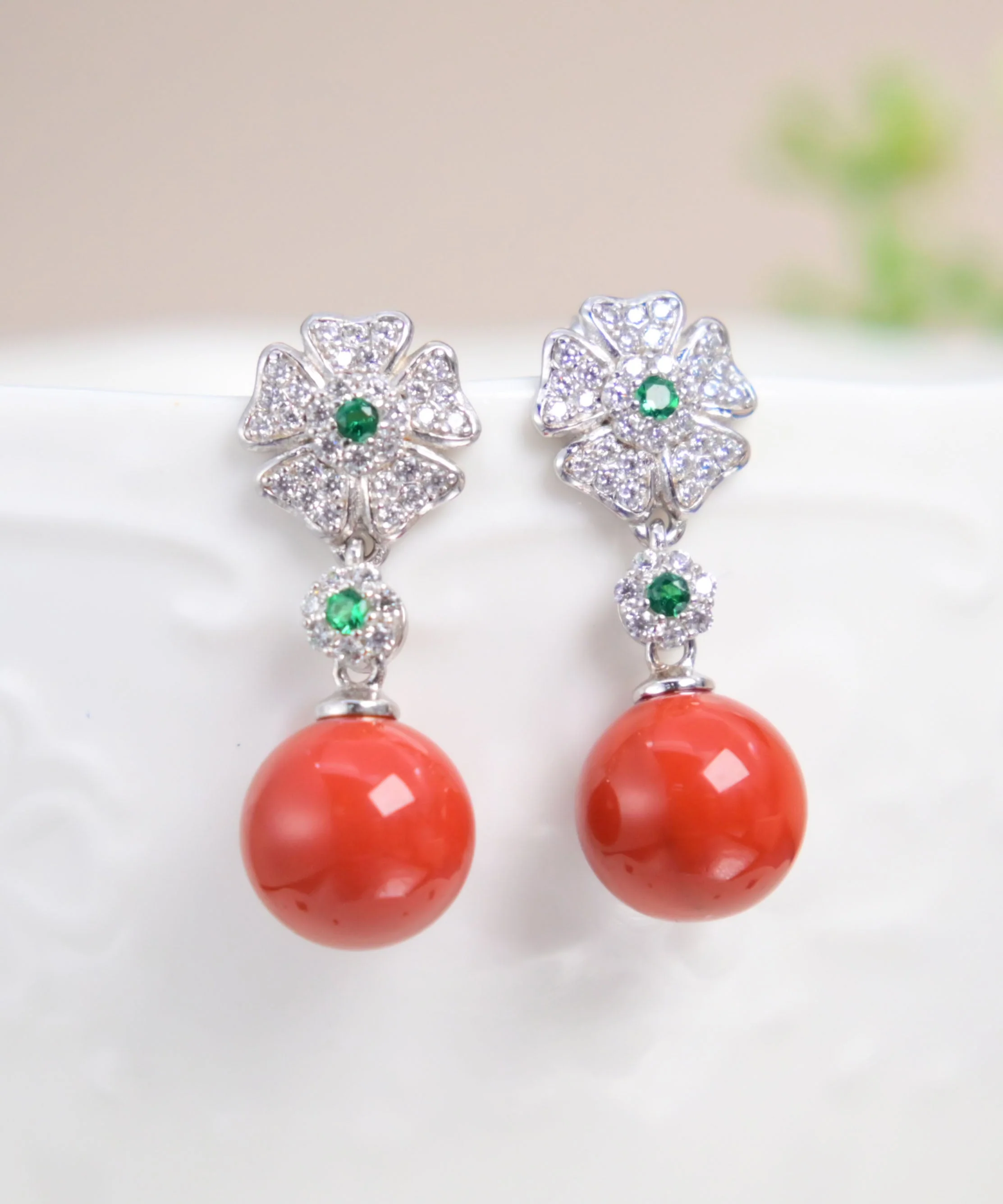 Modern Gold Sterling Silver Overgild Agate Zircon Floral Drop Earrings - republicanstateiModern Gold Sterling Silver Overgild Agate Zircon Floral Drop Earrings - republicanstatei