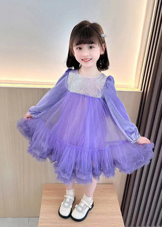 Boutique Purple Sequins Ruffled Patchwork Tulle Kids Girls Robe Dresses Fall - republicanstateiBoutique Purple Sequins Ruffled Patchwork Tulle Kids Girls Robe Dresses Fall - republicanstatei