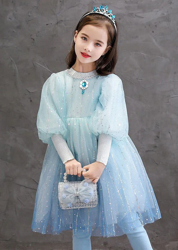Stylish Blue O Neck Sequins Patchwork Tulle Baby Girls Princess Dress Fall - republicanstateiStylish Blue O Neck Sequins Patchwork Tulle Baby Girls Princess Dress Fall - republicanstatei