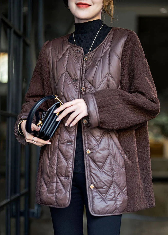 Women Chocolate Teddy Faux Fur Patchwork Fine Cotton Filled Puffer Jacket Winter - republicanstateiWomen Chocolate Teddy Faux Fur Patchwork Fine Cotton Filled Puffer Jacket Winter - republicanstatei