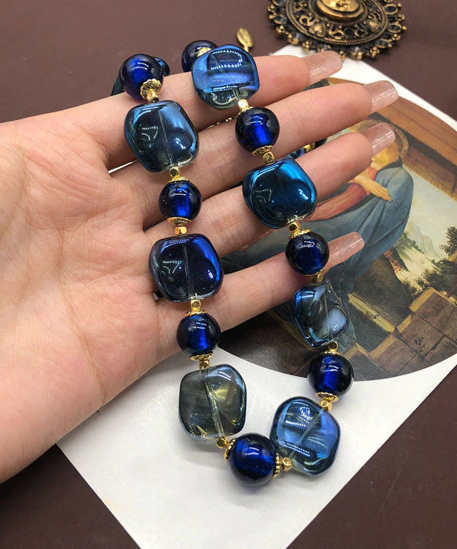 Boho Royal Blue Sterling Silver Ancient Gold Coloured Glaze Locket Necklace - republicanstateiBoho Royal Blue Sterling Silver Ancient Gold Coloured Glaze Locket Necklace - republicanstatei