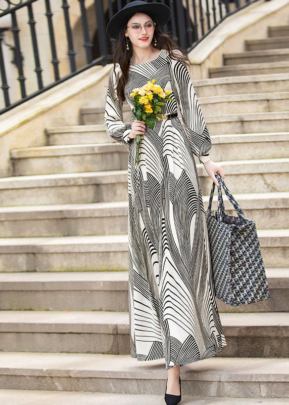 Stylish White O-Neck Striped Exra Large Hem Chiffon Cinch Dress Spring - republicanstateiStylish White O-Neck Striped Exra Large Hem Chiffon Cinch Dress Spring - republicanstatei