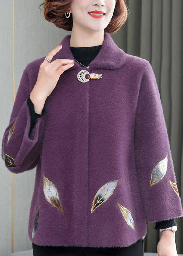 Purple Warm Mink Hair Velvet Coats Peter Pan Collar Embroideried Winter - republicanstateiPurple Warm Mink Hair Velvet Coats Peter Pan Collar Embroideried Winter - republicanstatei
