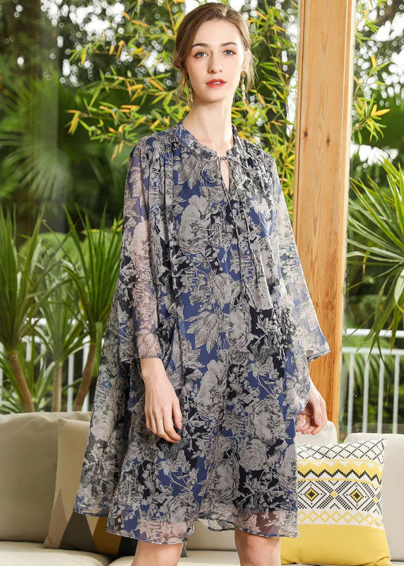Plus Size Stand Collar Oversized Print Chiffon Holiday Dress Long Sleeve - republicanstateiPlus Size Stand Collar Oversized Print Chiffon Holiday Dress Long Sleeve - republicanstatei