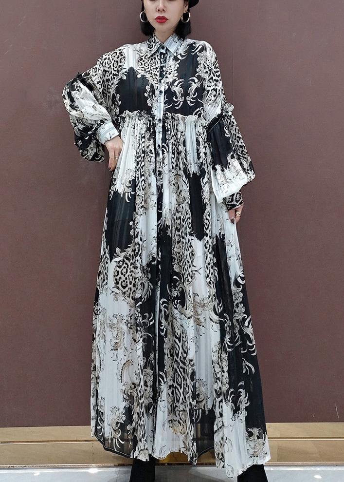 Italian Stand Collar Cinched Spring Dress Runway Green Print Loose Dress - republicanstateiItalian Stand Collar Cinched Spring Dress Runway Green Print Loose Dress - republicanstatei